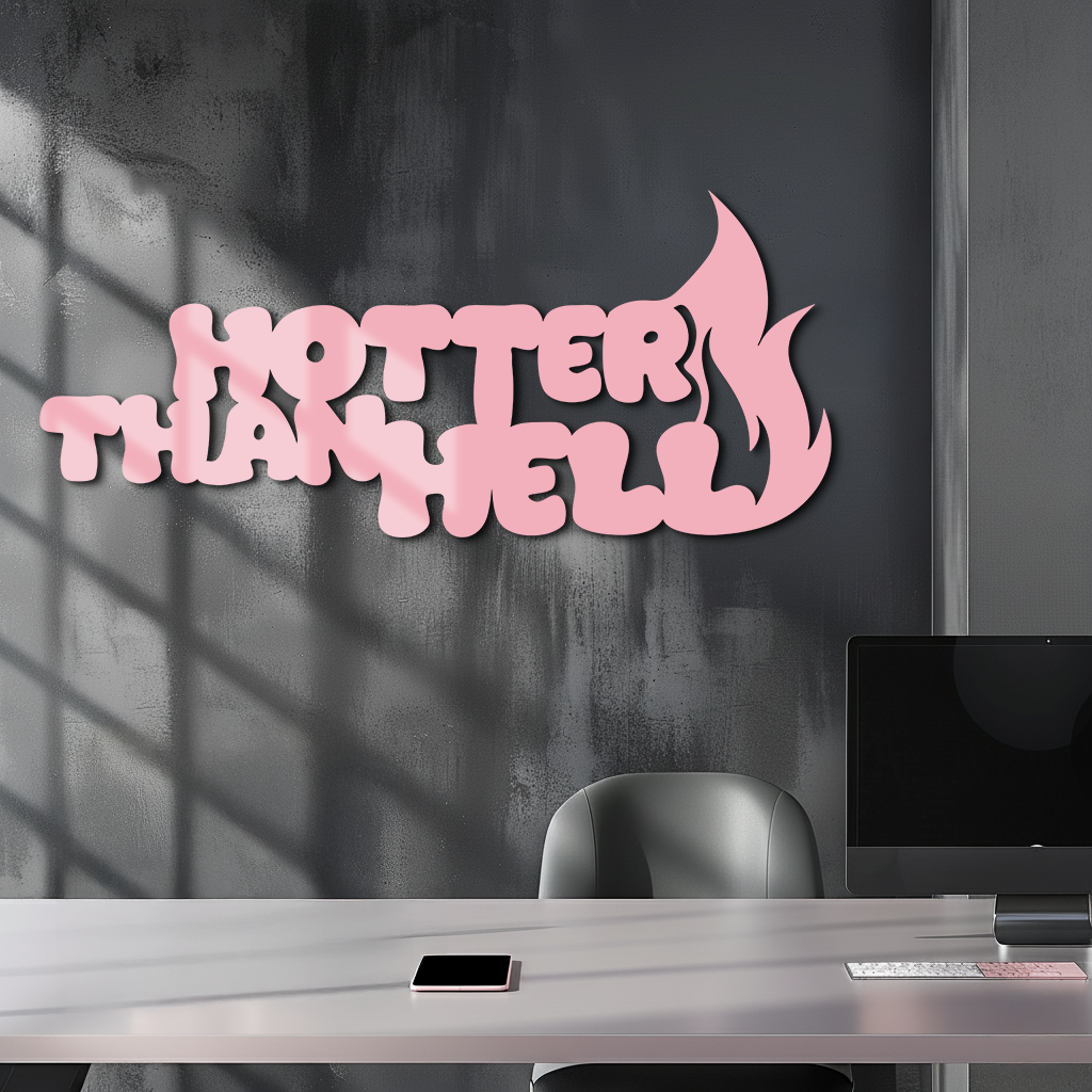 Hotter Than Hell Metal Wall Art – Bold Flame Typography Design - KAFGP124 - Tampa Home & Garden Store