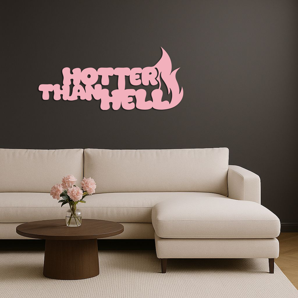 Hotter Than Hell Metal Wall Art – Bold Flame Typography Design - KAFGP124 - Tampa Home & Garden Store