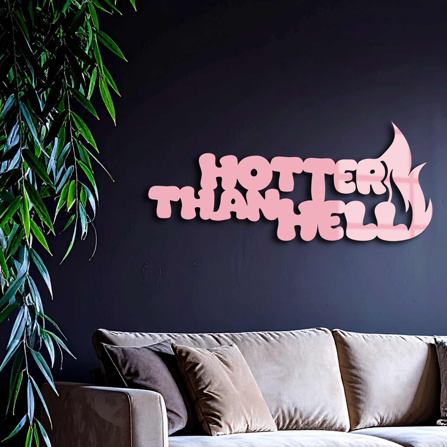 Hotter Than Hell Metal Wall Art – Bold Flame Typography Design - KAFGP124 - Tampa Home & Garden Store