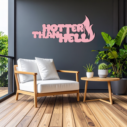 Hotter Than Hell Metal Wall Art – Bold Flame Typography Design - KAFGP124 - Tampa Home & Garden Store