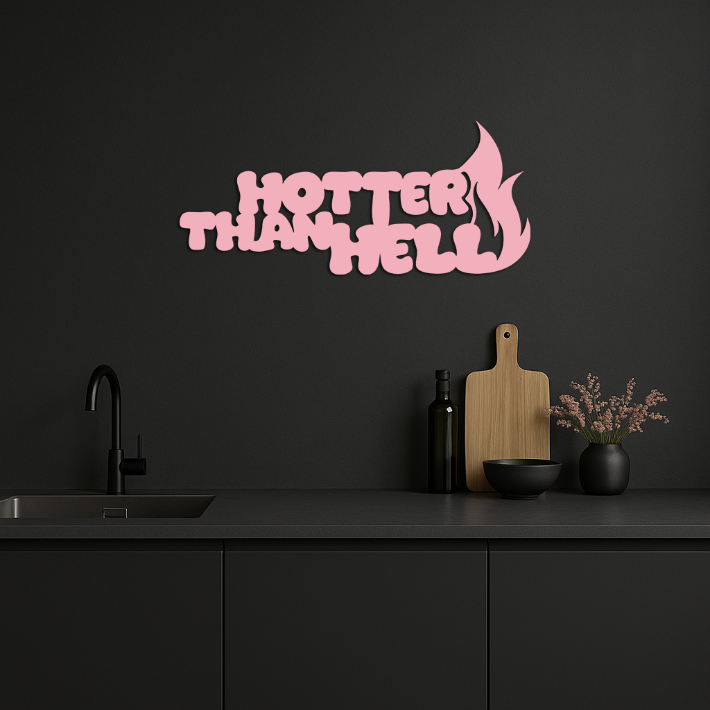 Hotter Than Hell Metal Wall Art – Bold Flame Typography Design - KAFGP124 - Tampa Home & Garden Store