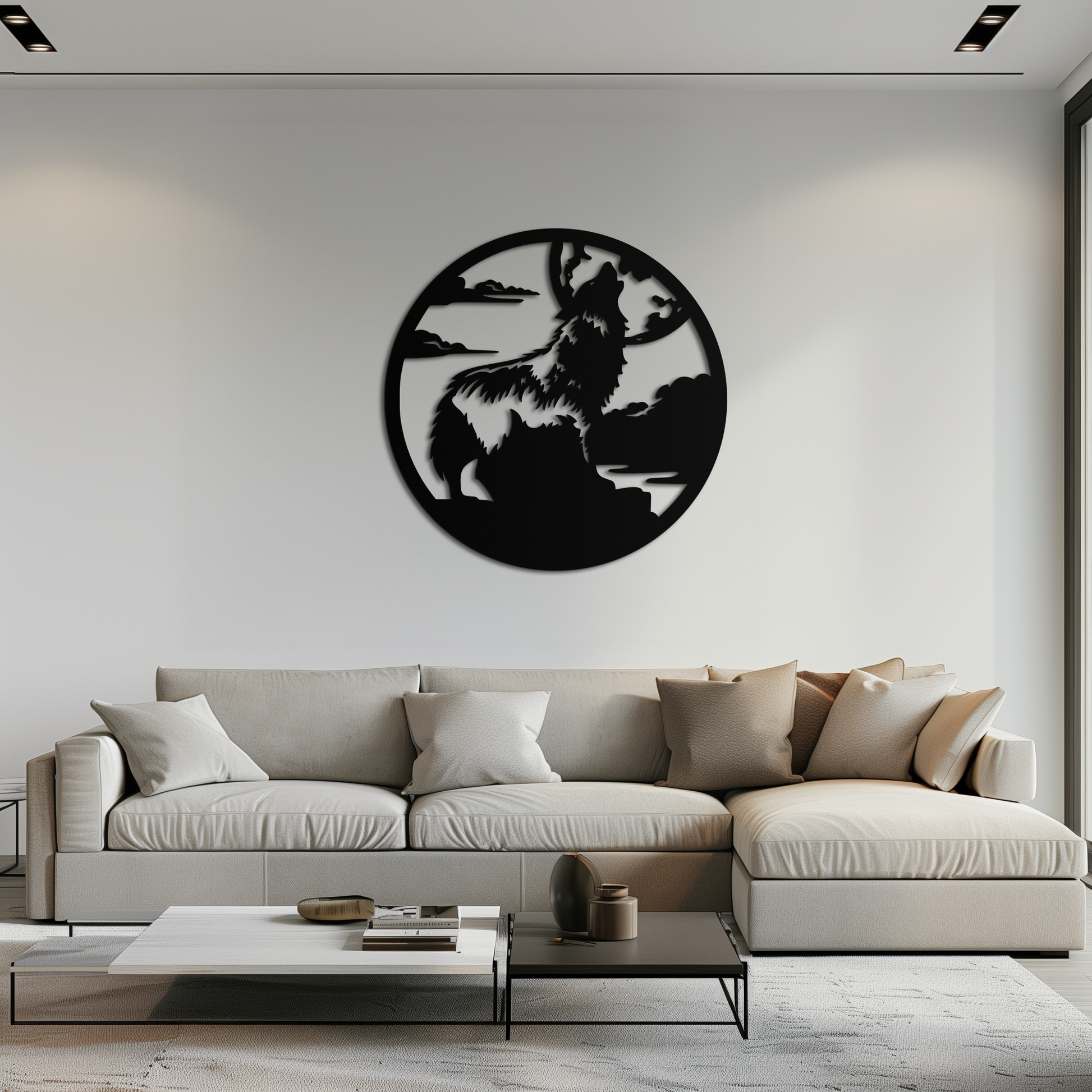 Howling Wolf Metal Wall Art - Nature-Inspired Minimalist Decor - KAF200 - Tampa Home & Garden Store