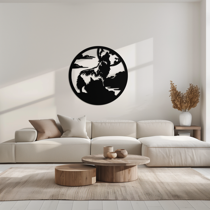 Howling Wolf Metal Wall Art - Nature-Inspired Minimalist Decor - KAF200 - Tampa Home & Garden Store