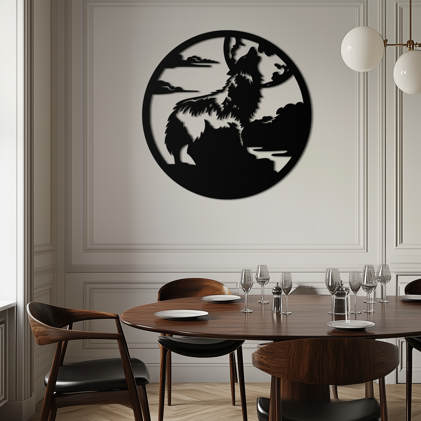 Howling Wolf Metal Wall Art - Nature-Inspired Minimalist Decor - KAF200 - Tampa Home & Garden Store