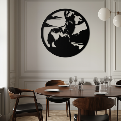 Howling Wolf Metal Wall Art - Nature-Inspired Minimalist Decor - KAF200 - Tampa Home & Garden Store