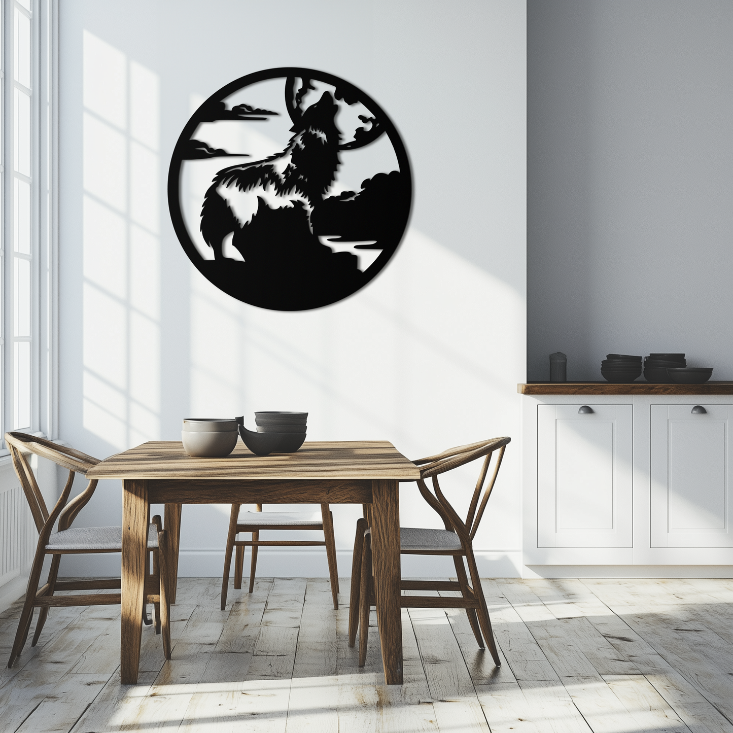 Howling Wolf Metal Wall Art - Nature-Inspired Minimalist Decor - KAF200 - Tampa Home & Garden Store