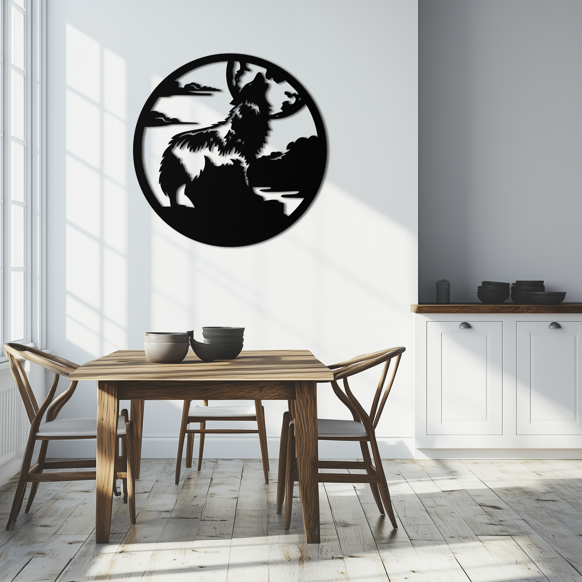 Howling Wolf Metal Wall Art - Nature-Inspired Minimalist Decor - KAF200 - Tampa Home & Garden Store