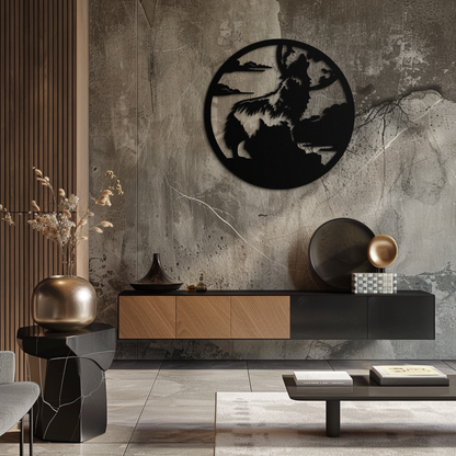Howling Wolf Metal Wall Art - Nature-Inspired Minimalist Decor - KAF200 - Tampa Home & Garden Store