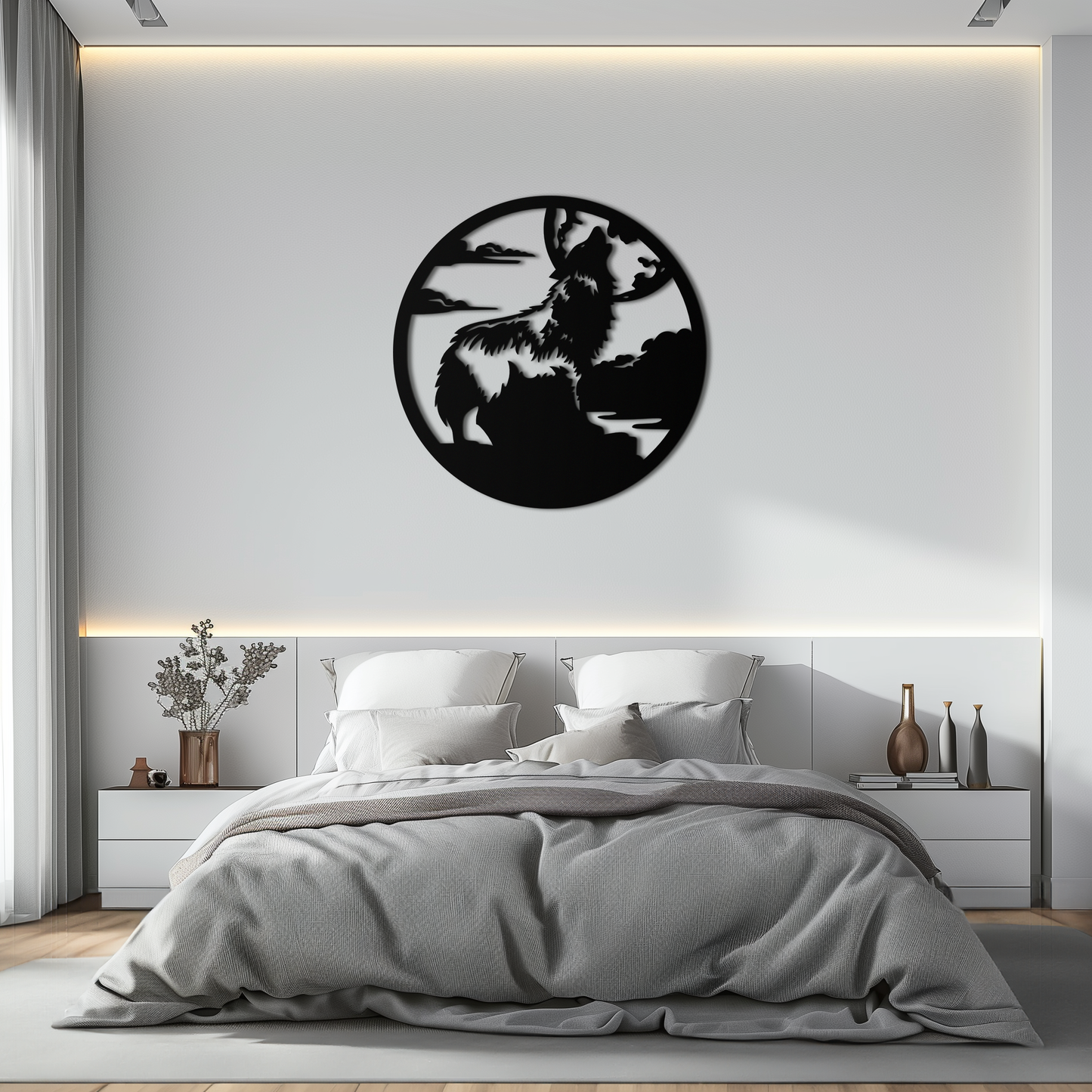 Howling Wolf Metal Wall Art - Nature-Inspired Minimalist Decor - KAF200 - Tampa Home & Garden Store
