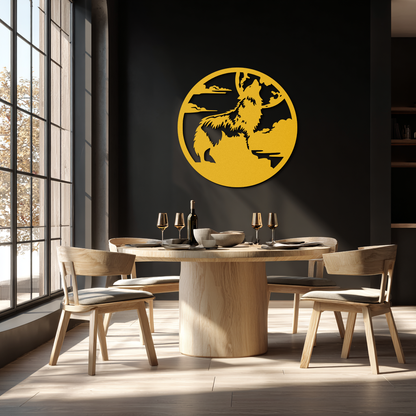 Howling Wolf Metal Wall Art - Nature-Inspired Minimalist Decor - KAF200 - Tampa Home & Garden Store