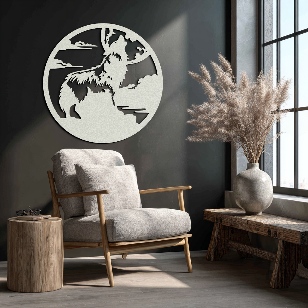 Howling Wolf Metal Wall Art - Nature-Inspired Minimalist Decor - KAF200 - Tampa Home & Garden Store