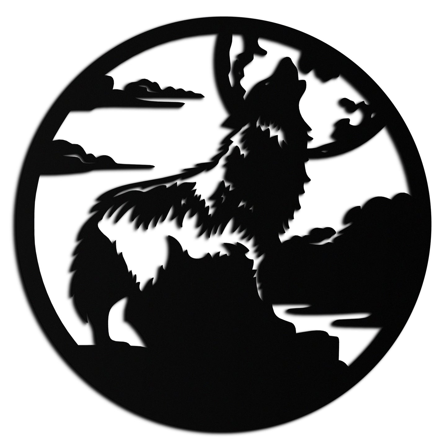 Howling Wolf Metal Wall Art - Nature-Inspired Minimalist Decor - KAF200 - Tampa Home & Garden Store