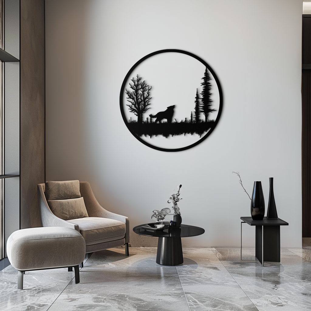 Howling Wolf Metal Wall Art - Rustic Nature-Inspired Steel Decor - KAF092 - Tampa Home & Garden Store