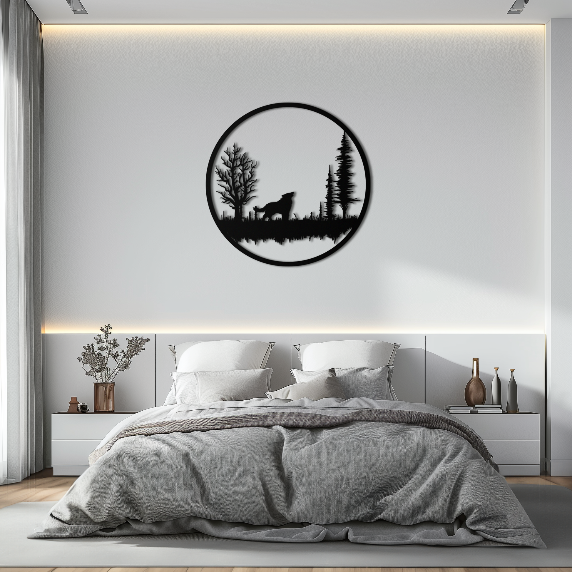 Howling Wolf Metal Wall Art - Rustic Nature-Inspired Steel Decor - KAF092 - Tampa Home & Garden Store