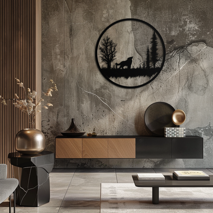 Howling Wolf Metal Wall Art - Rustic Nature-Inspired Steel Decor - KAF092 - Tampa Home & Garden Store