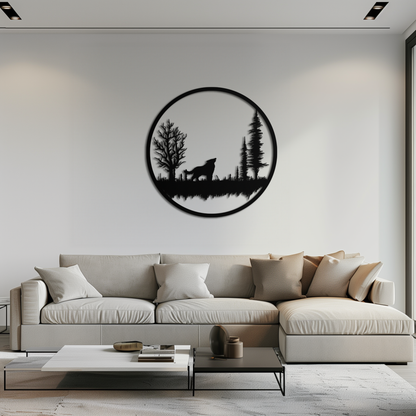 Howling Wolf Metal Wall Art - Rustic Nature-Inspired Steel Decor - KAF092 - Tampa Home & Garden Store