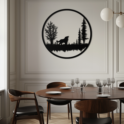 Howling Wolf Metal Wall Art - Rustic Nature-Inspired Steel Decor - KAF092 - Tampa Home & Garden Store