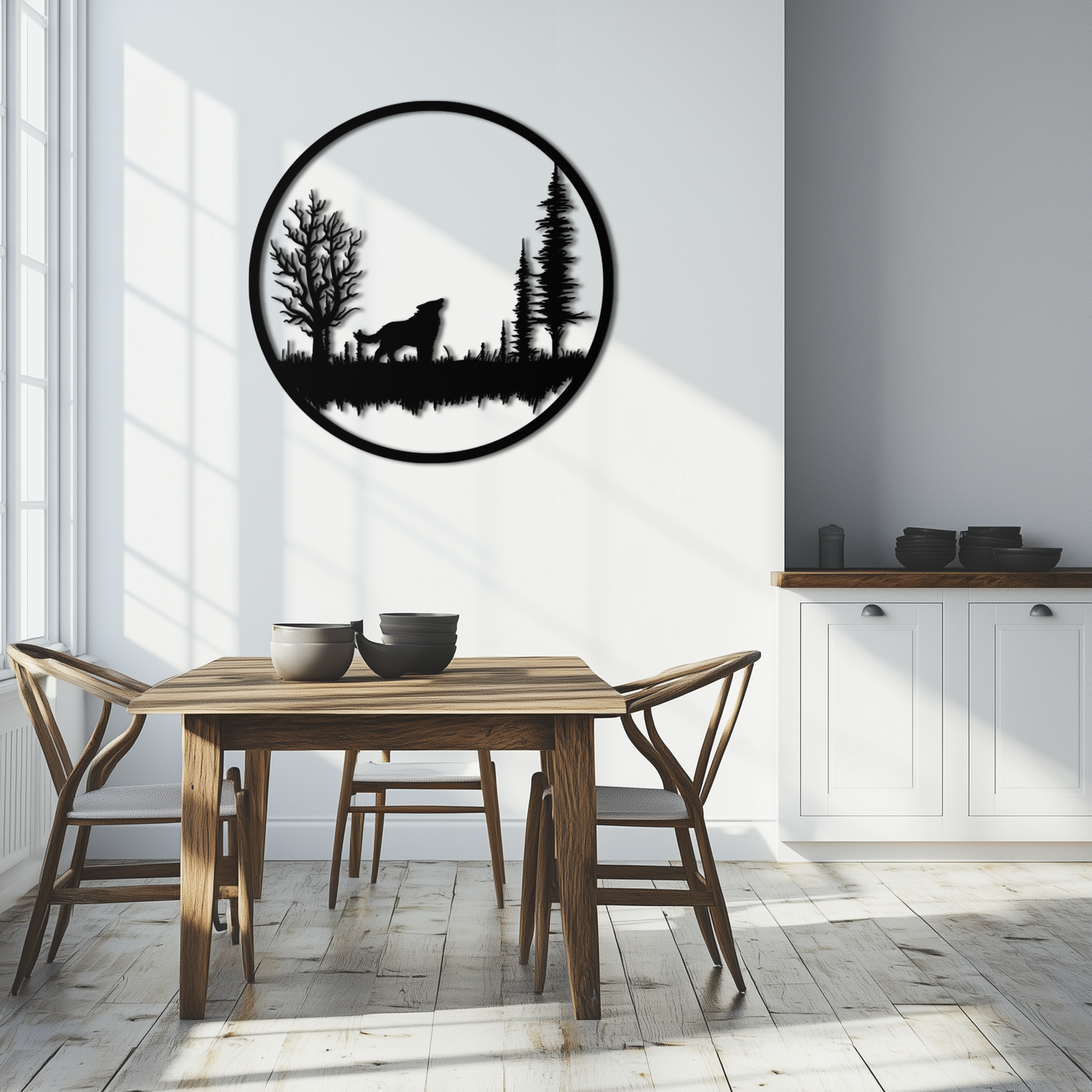 Howling Wolf Metal Wall Art - Rustic Nature-Inspired Steel Decor - KAF092 - Tampa Home & Garden Store