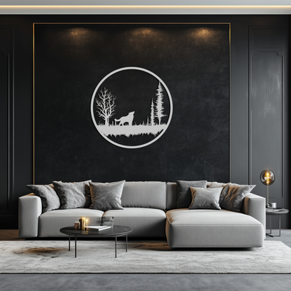 Howling Wolf Metal Wall Art - Rustic Nature-Inspired Steel Decor - KAF092 - Tampa Home & Garden Store