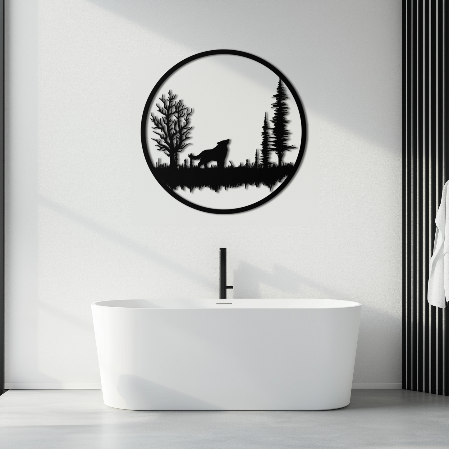 Howling Wolf Metal Wall Art - Rustic Nature-Inspired Steel Decor - KAF092 - Tampa Home & Garden Store