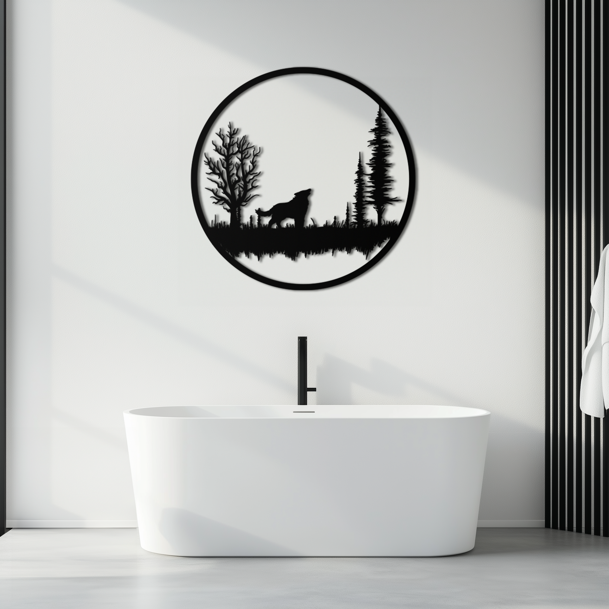 Howling Wolf Metal Wall Art - Rustic Nature-Inspired Steel Decor - KAF092 - Tampa Home & Garden Store