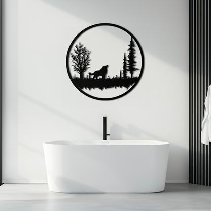 Howling Wolf Metal Wall Art - Rustic Nature-Inspired Steel Decor - KAF092 - Tampa Home & Garden Store