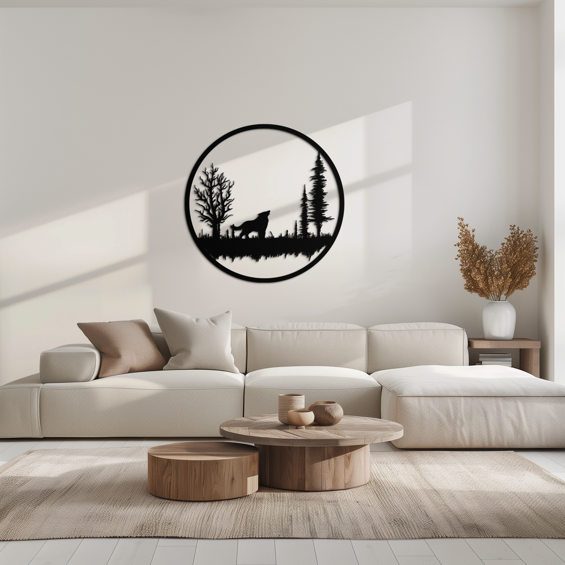 Howling Wolf Metal Wall Art - Rustic Nature-Inspired Steel Decor - KAF092 - Tampa Home & Garden Store