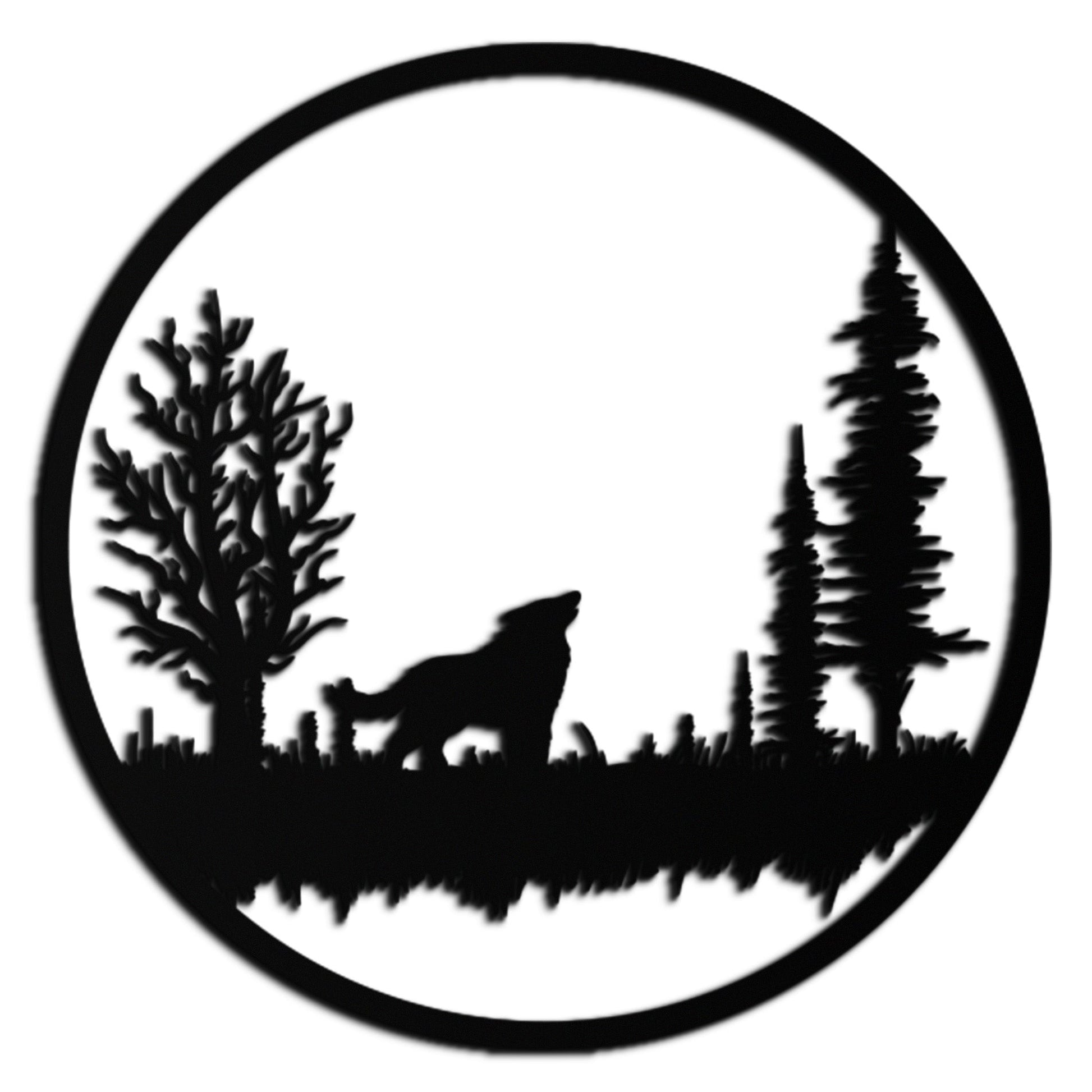 Howling Wolf Metal Wall Art - Rustic Nature-Inspired Steel Decor - KAF092 - Tampa Home & Garden Store