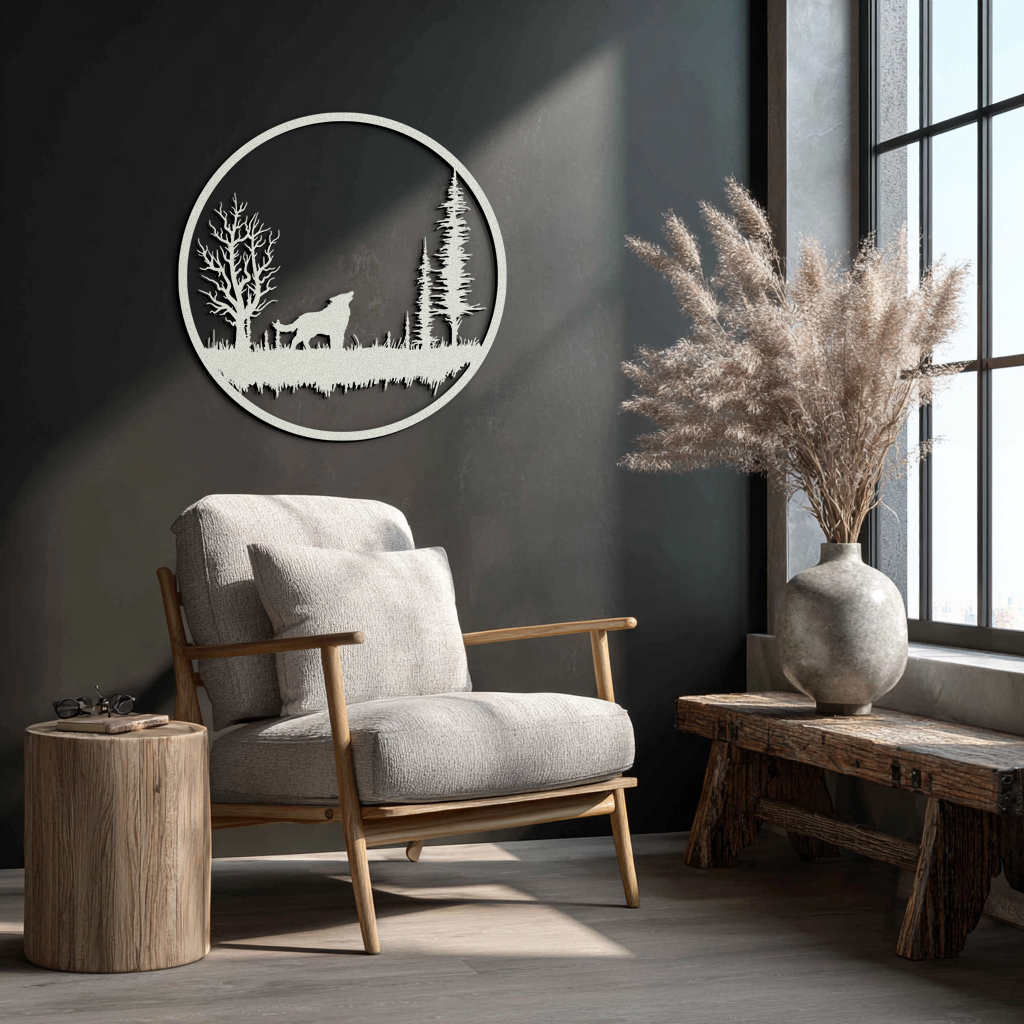 Howling Wolf Metal Wall Art - Rustic Nature-Inspired Steel Decor - KAF092 - Tampa Home & Garden Store