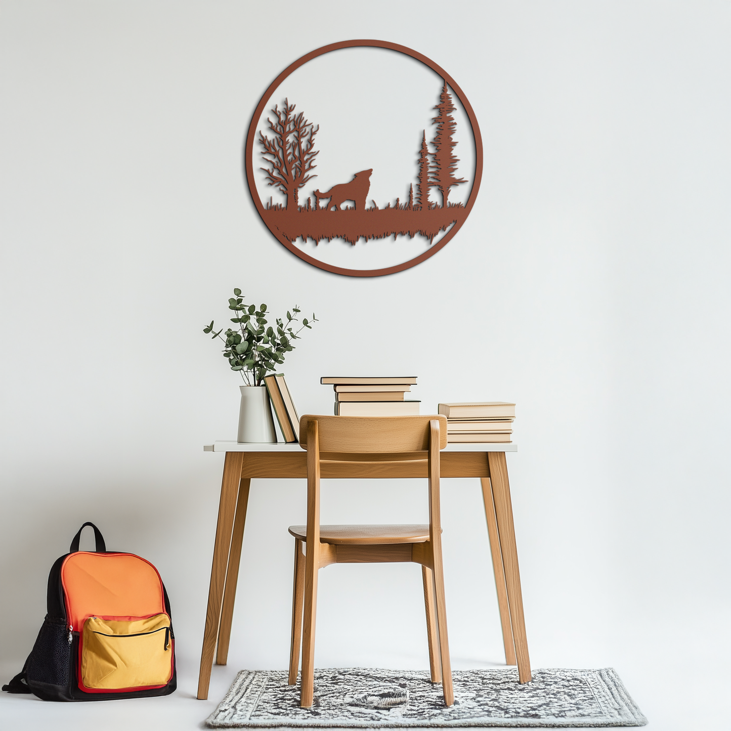 Howling Wolf Metal Wall Art - Rustic Nature-Inspired Steel Decor - KAF092 - Tampa Home & Garden Store