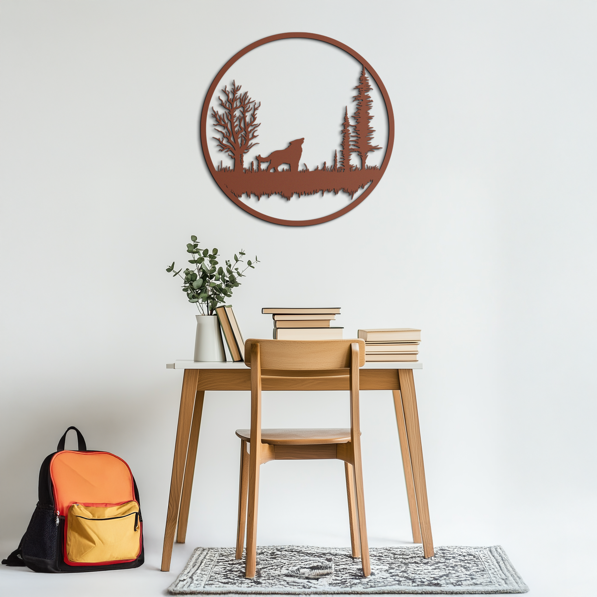 Howling Wolf Metal Wall Art - Rustic Nature-Inspired Steel Decor - KAF092 - Tampa Home & Garden Store