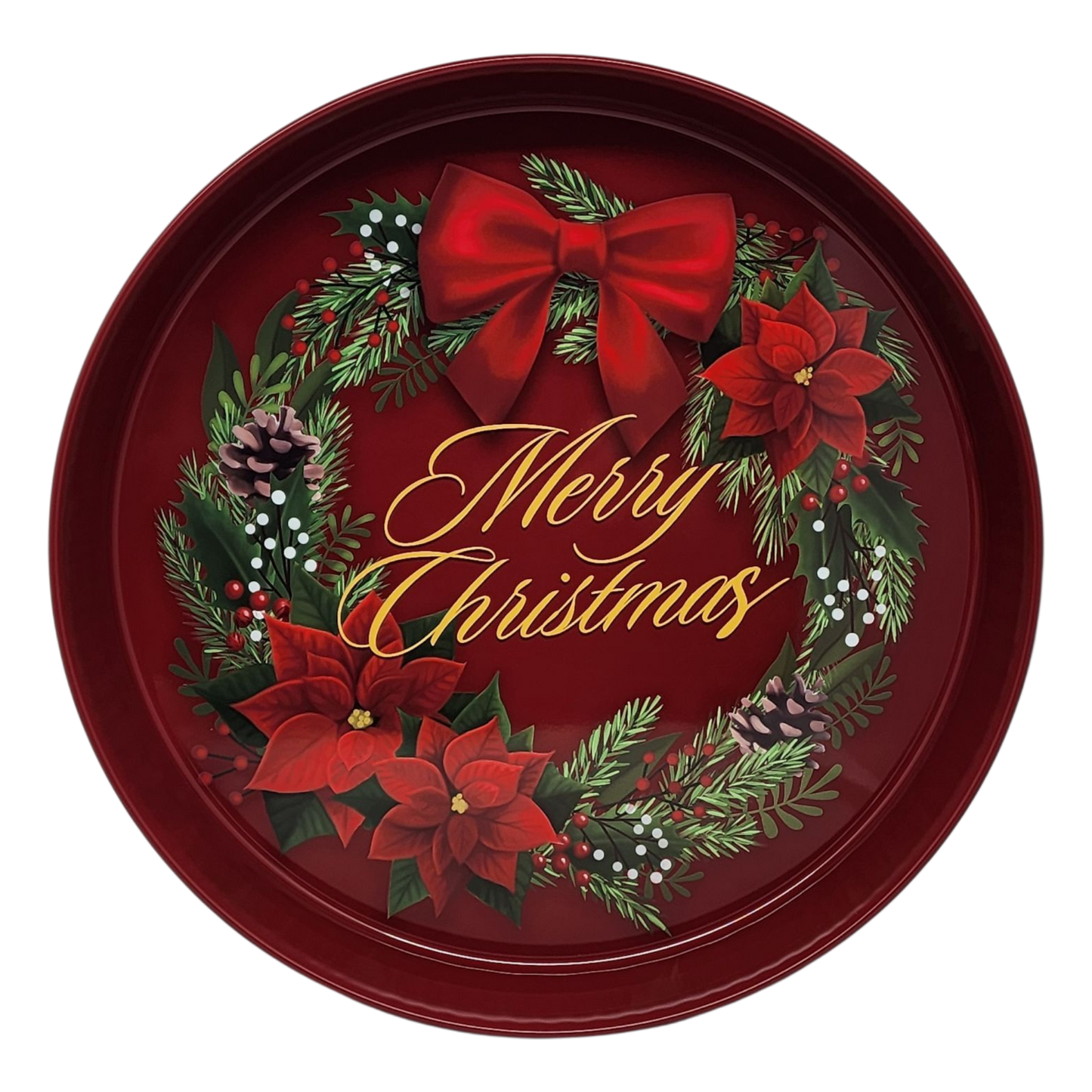 Huge Deep Round 13.5" Tray - Merry Christmas - Tampa Home & Garden Store