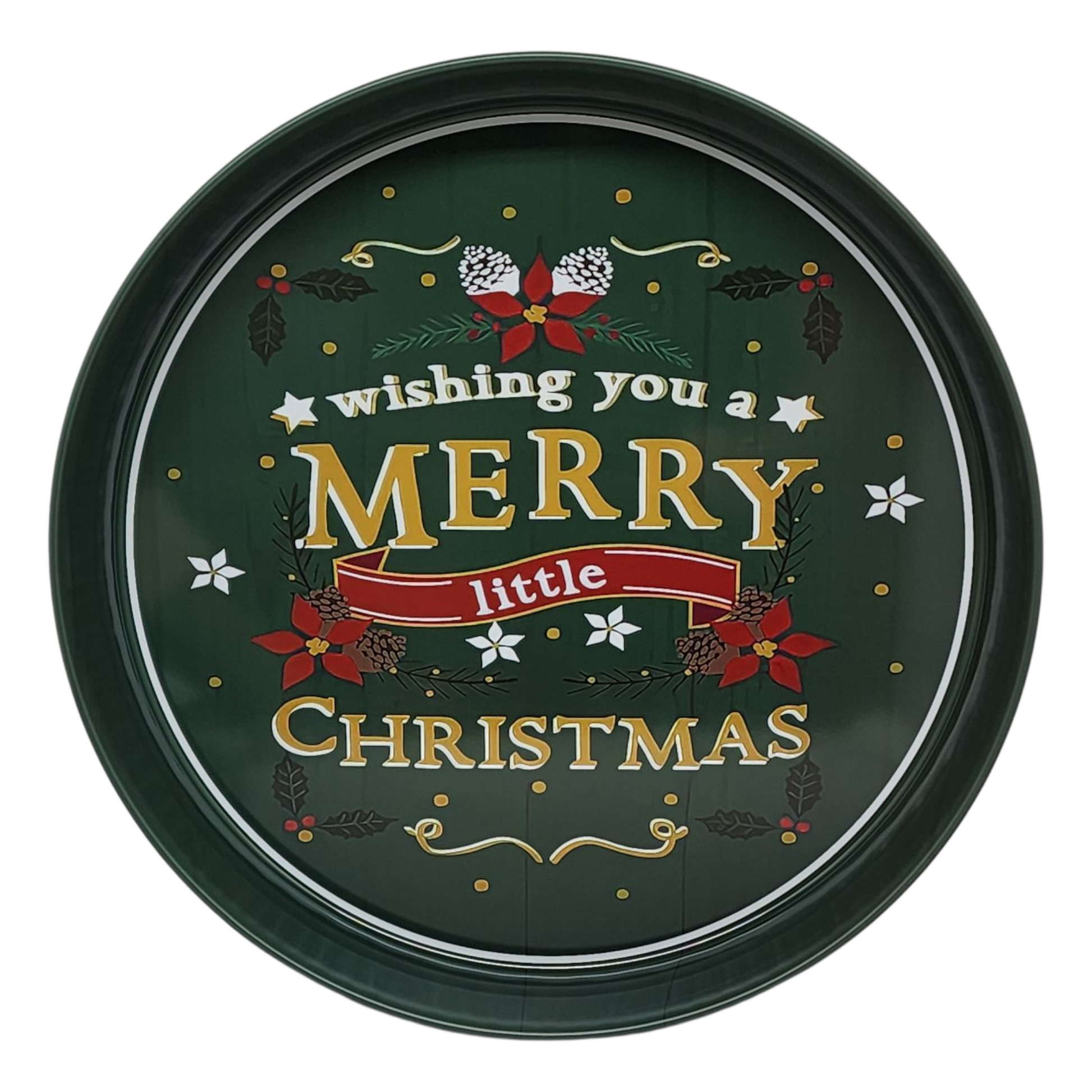 Huge Deep Round 13.5" Tray - Wishing you a Merry Little Christmas - Tampa Home & Garden Store