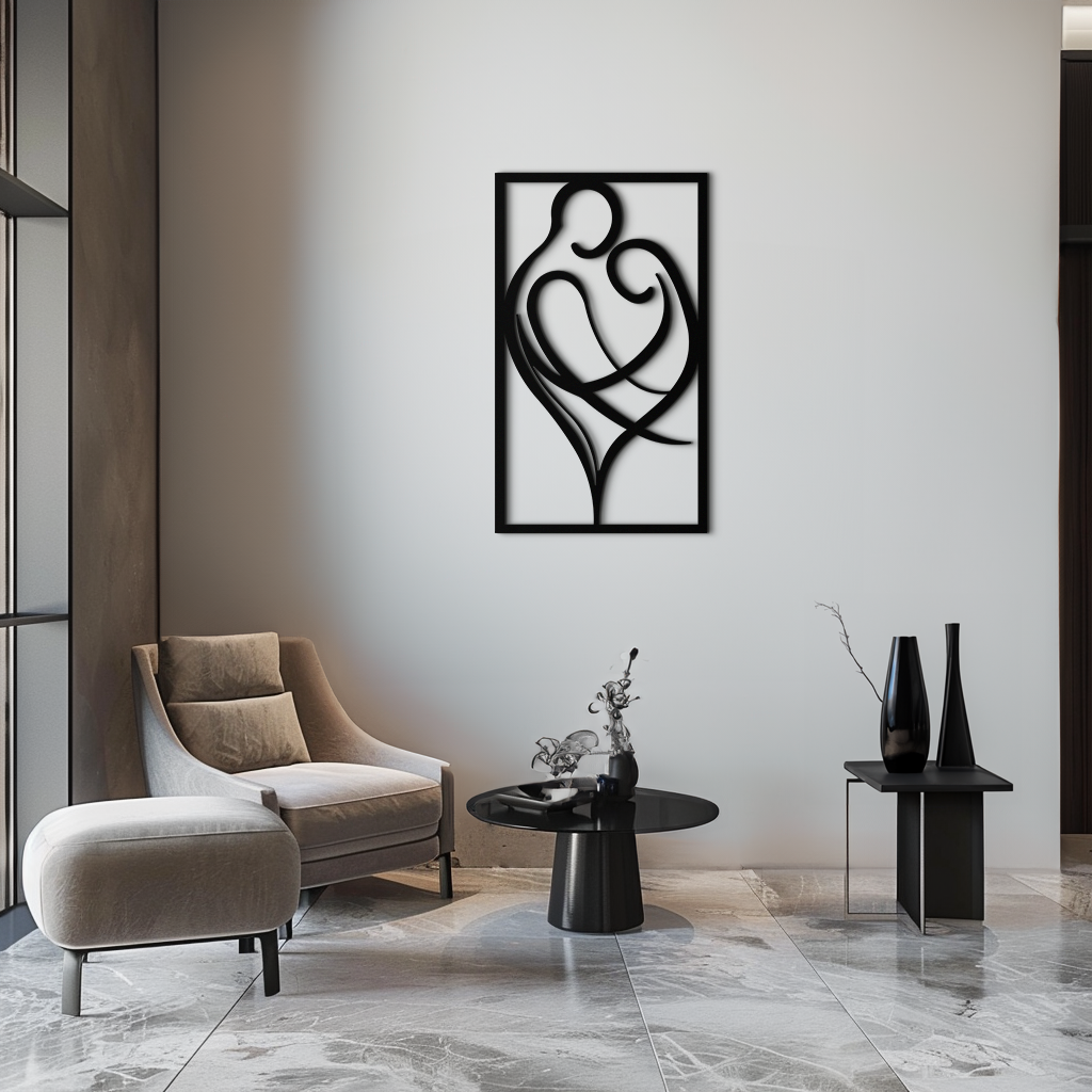 Hugging Couple Metal Wall Art – Romantic Modern Silhouette Home Decor for Bedroom or Living Room- KAF390 - Tampa Home & Garden Store