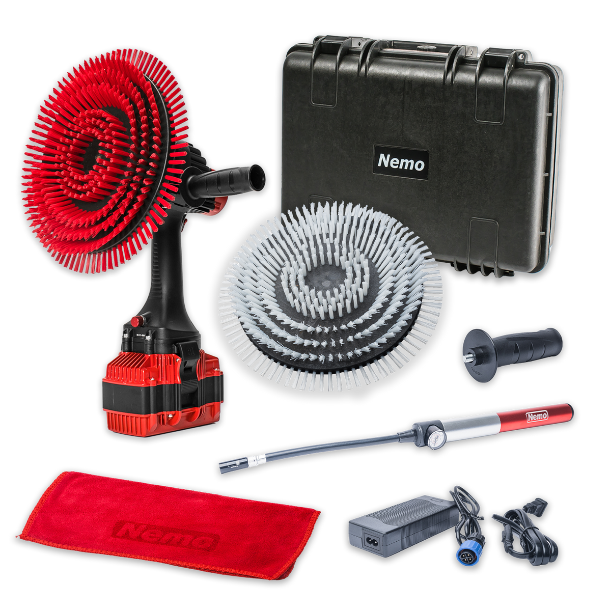 Nemo Hull Cleaner Electric Brush set with red and white brushes case GRIP TECH TOOLS on Tampa Home & Garden Store