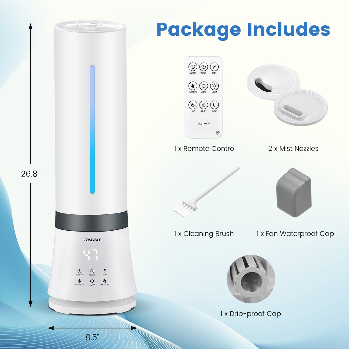 5.5L DirectDeals humidifier with remote and 12h timer; includes 2 mist nozzles and cleaning brush on Tampa Home & Garden Store