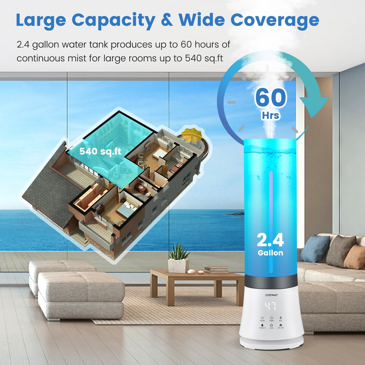 Humidifier 5.5L DirectDeals cool mist with remote and 12-hour timer white on Tampa Home & Garden Store
