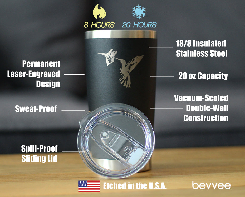 Hummingbird - Insulated Coffee Tumbler Cup with Sliding Lid - Stainless Steel Travel Mug - Hummingbird Gifts and Decor for Women and Men - Tampa soil911.com