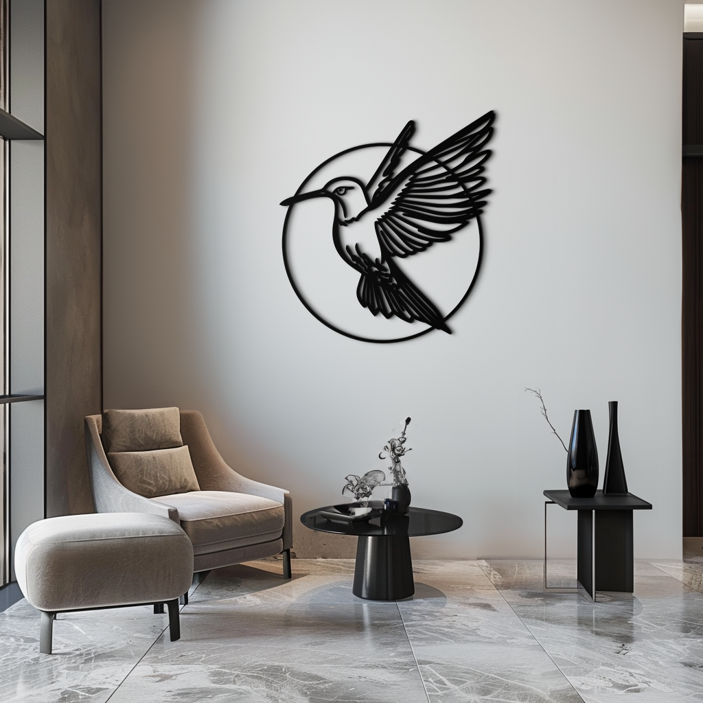Hummingbird Metal Wall Art – Elegant Bird Silhouette Steel Decor for Nature Inspired Spaces- KAF330 - Tampa Home & Garden Store