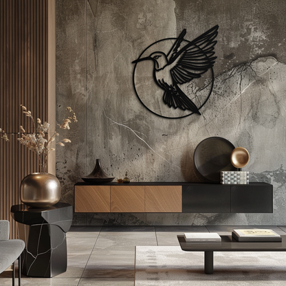 Hummingbird Metal Wall Art – Elegant Bird Silhouette Steel Decor for Nature Inspired Spaces- KAF330 - Tampa Home & Garden Store