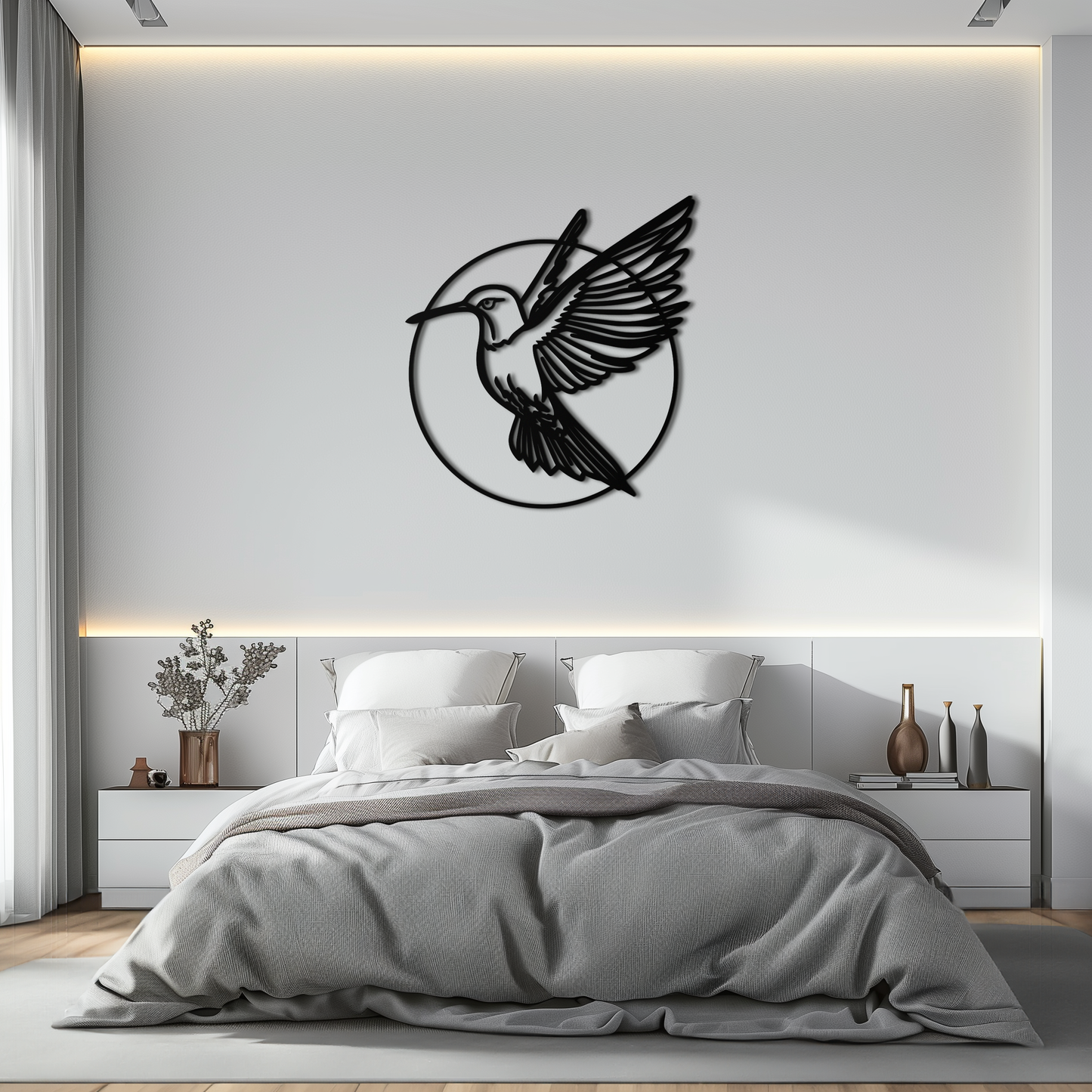 Hummingbird Metal Wall Art – Elegant Bird Silhouette Steel Decor for Nature Inspired Spaces- KAF330 - Tampa Home & Garden Store