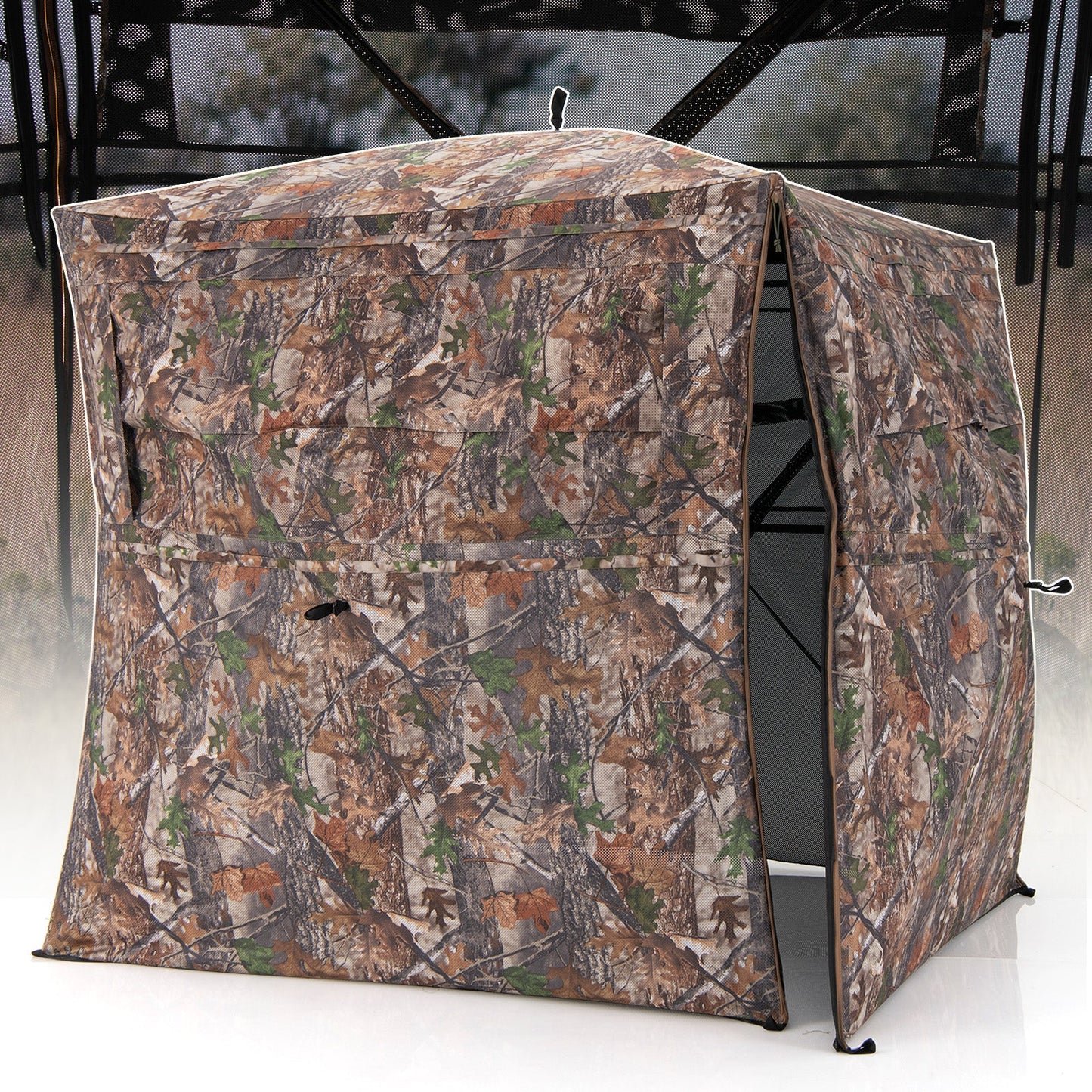 GemGear 360 Degree hunting blind for 2-3 people in woodland camouflage with mesh windows on Tampa Home & Garden Store