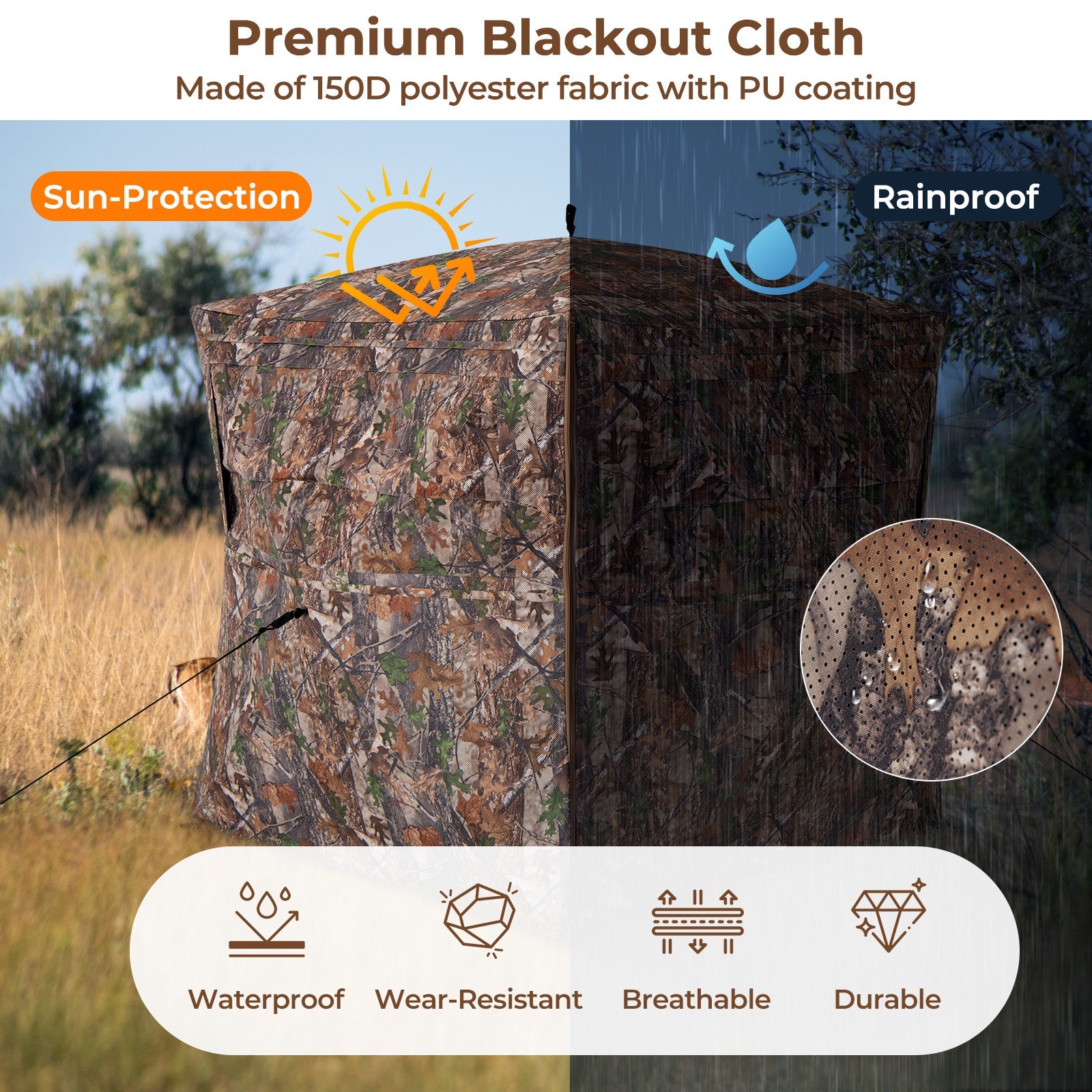 GemGear camo hunting blind 360-degree see-through ground blind for 2-3 people on Tampa Home & Garden Store