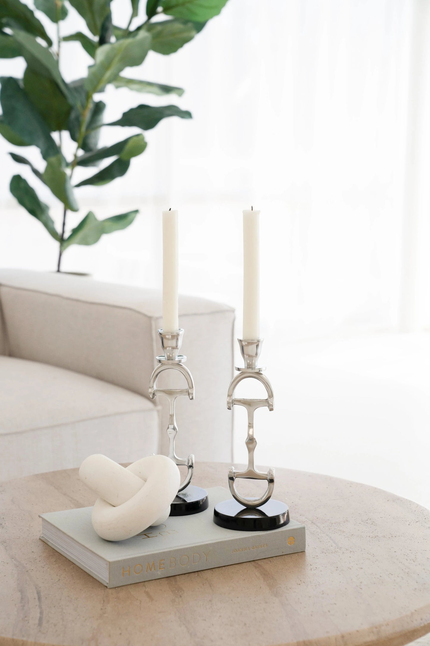Huntley D Bit Pair of Candlesticks, Pair in Aluminum Silver Finish - Tampa Home & Garden Store