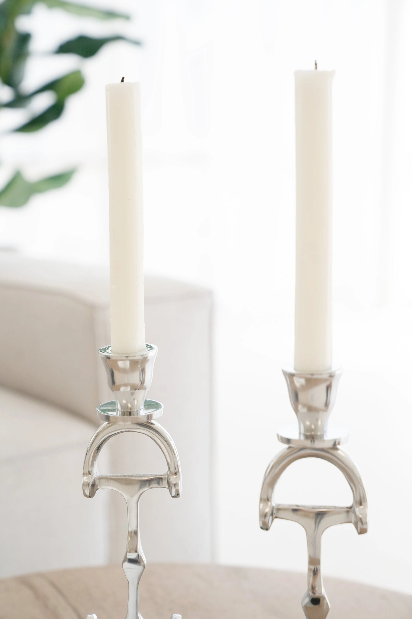 Huntley D Bit Pair of Candlesticks, Pair in Aluminum Silver Finish - Tampa Home & Garden Store