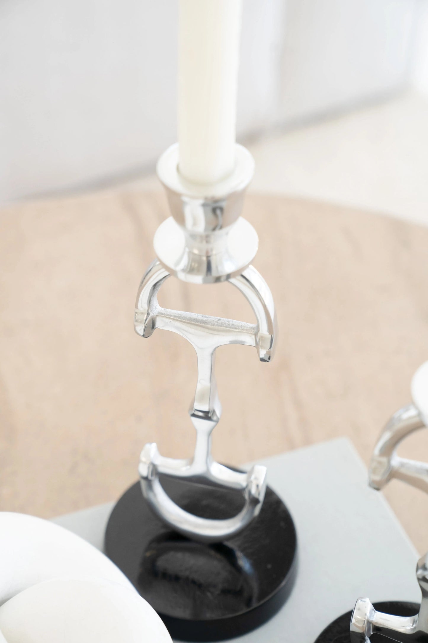 Huntley D Bit Pair of Candlesticks, Pair in Aluminum Silver Finish - Tampa Home & Garden Store