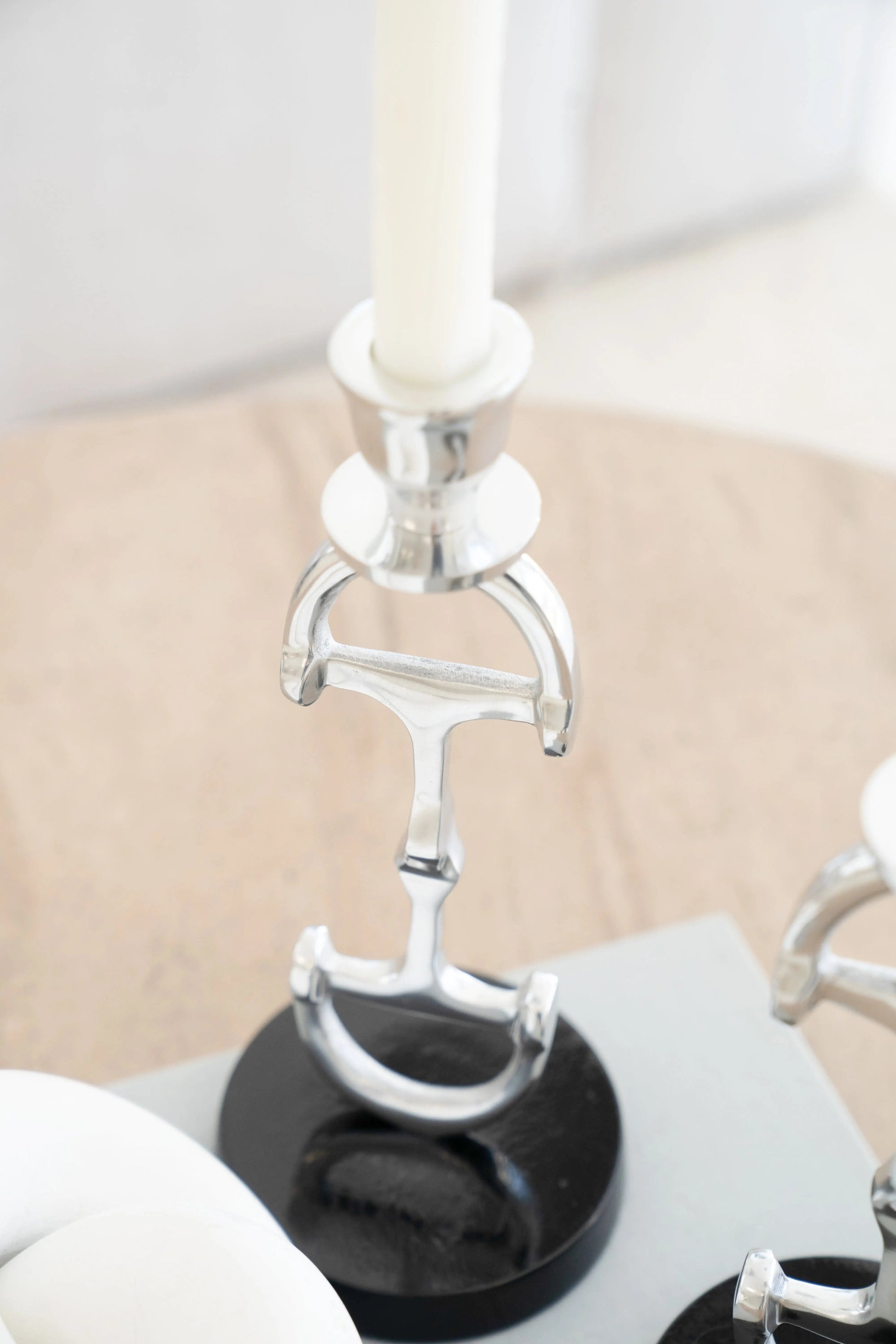Huntley D Bit Pair of Candlesticks, Pair in Aluminum Silver Finish - Tampa Home & Garden Store