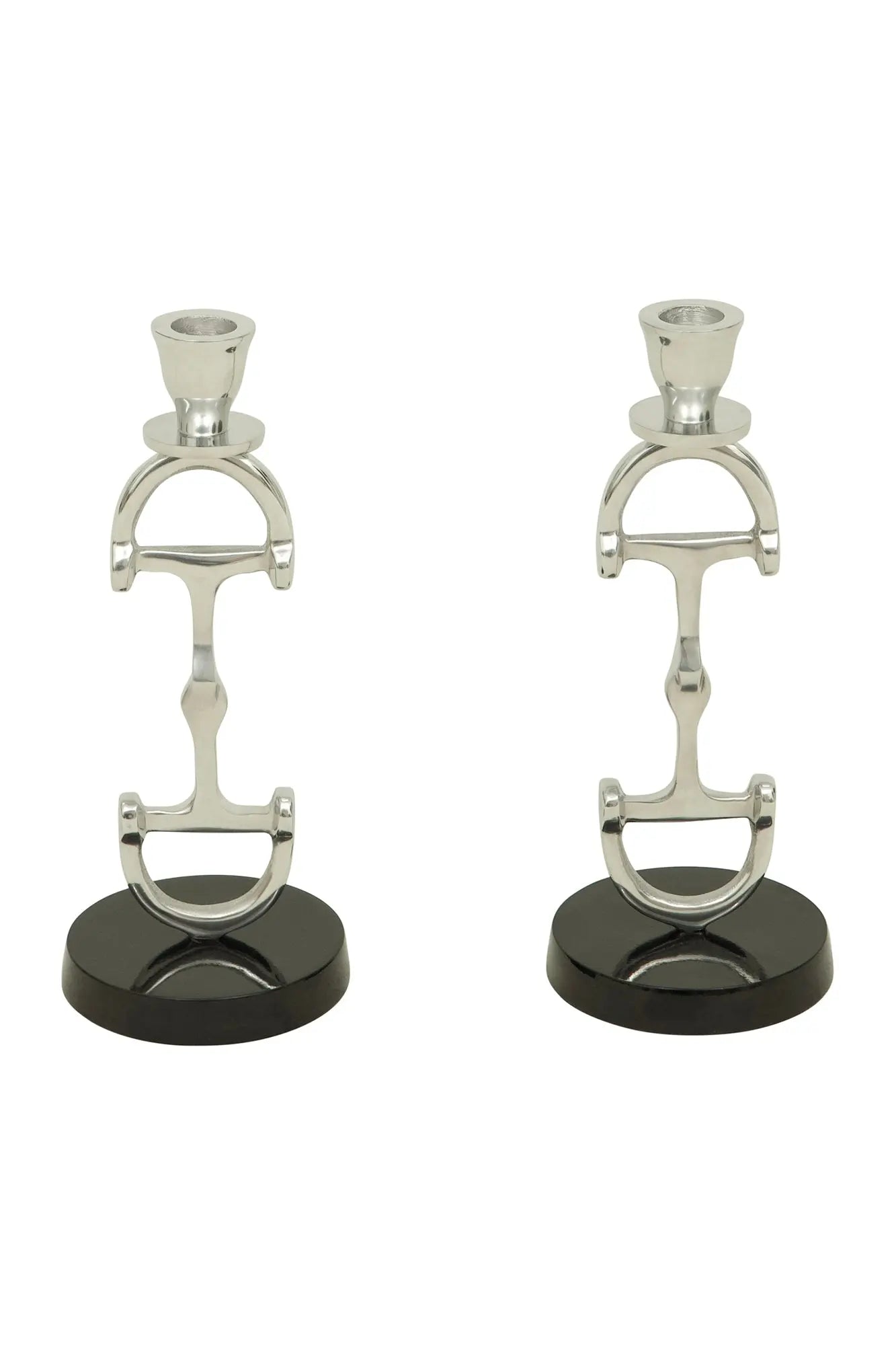 Huntley D Bit Pair of Candlesticks, Pair in Aluminum Silver Finish - Tampa Home & Garden Store