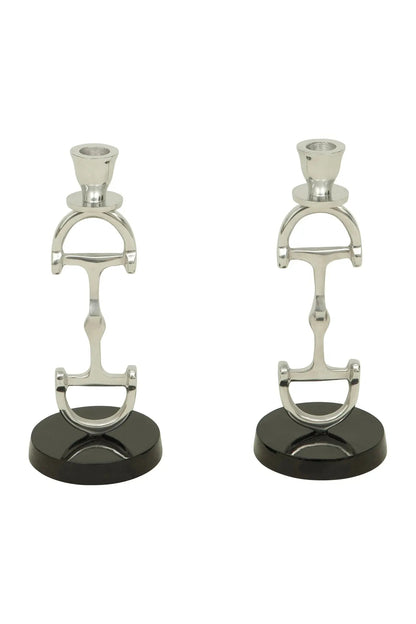Huntley D Bit Pair of Candlesticks, Pair in Aluminum Silver Finish - Tampa Home & Garden Store