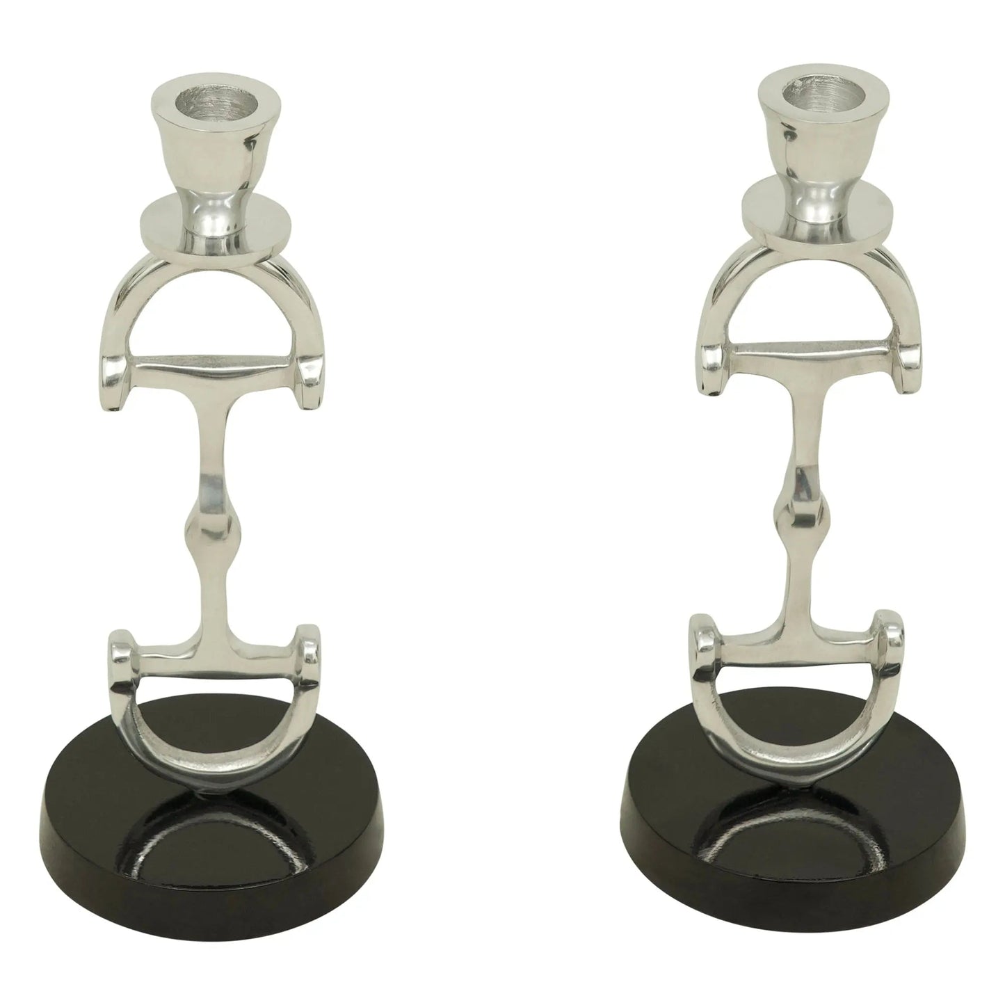 Huntley D Bit Pair of Candlesticks, Pair in Aluminum Silver Finish - Tampa Home & Garden Store